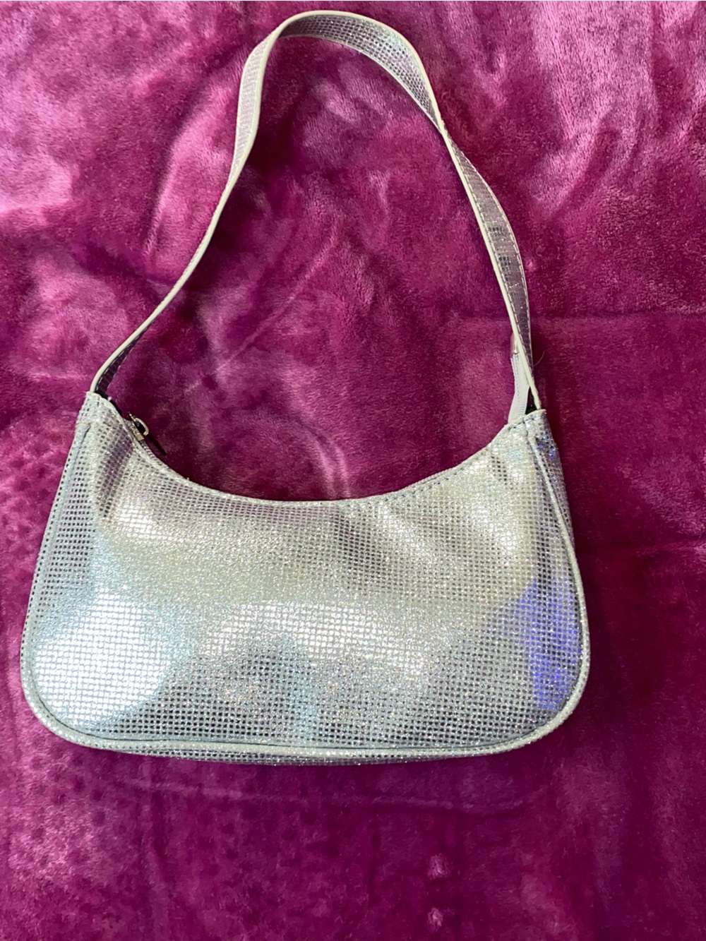 SHEIN Metallic Silver Sequin Shoulder Bag